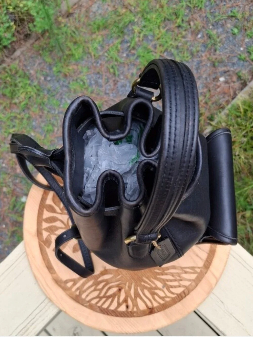 Vintage 1996 Coach Black Leather Classic Handle Backpack Rucksack #9992